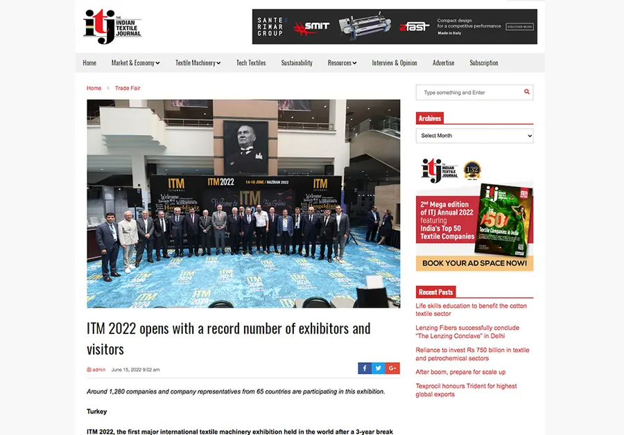 indiantextilejournal.com – article screenshot