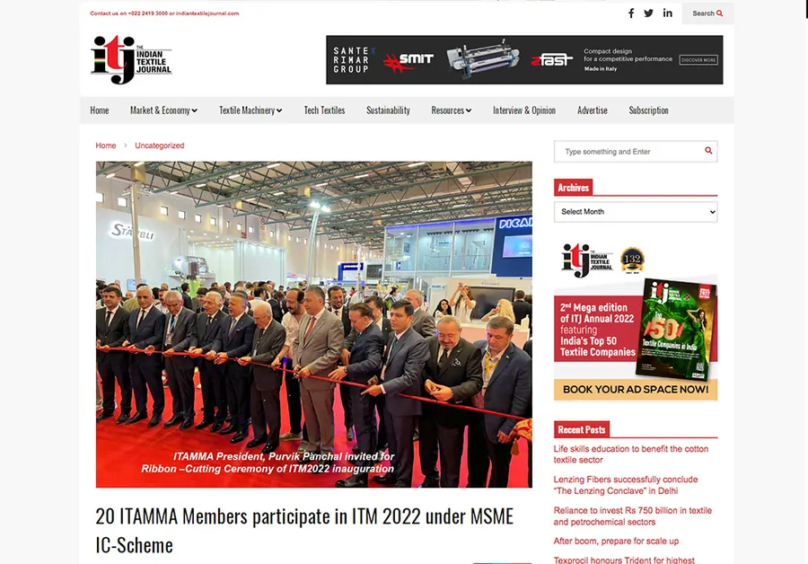 indiantextilejournal.com – article screenshot