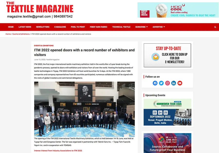 indiantextilemagazine.in – article screenshot