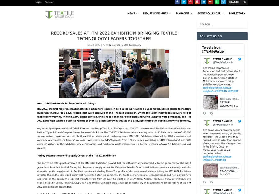 textilevaluechain.in – article screenshot