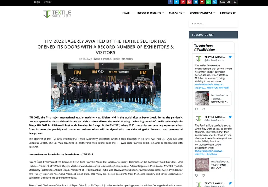 textilevaluechain.in – article screenshot