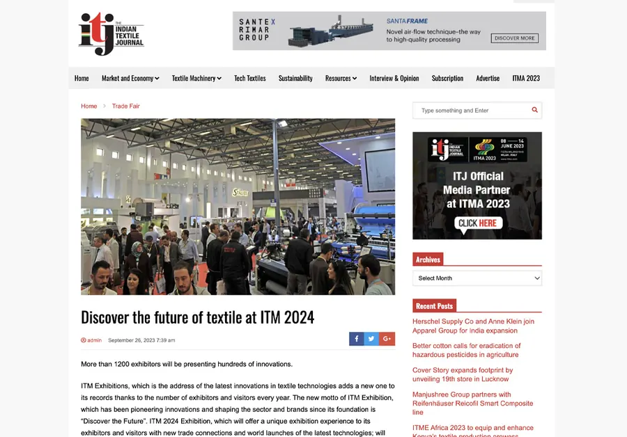 indiantextilejournal.com – article screenshot
