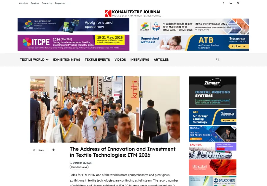 Global textile machinery leaders in Istanbul – article screenshot
