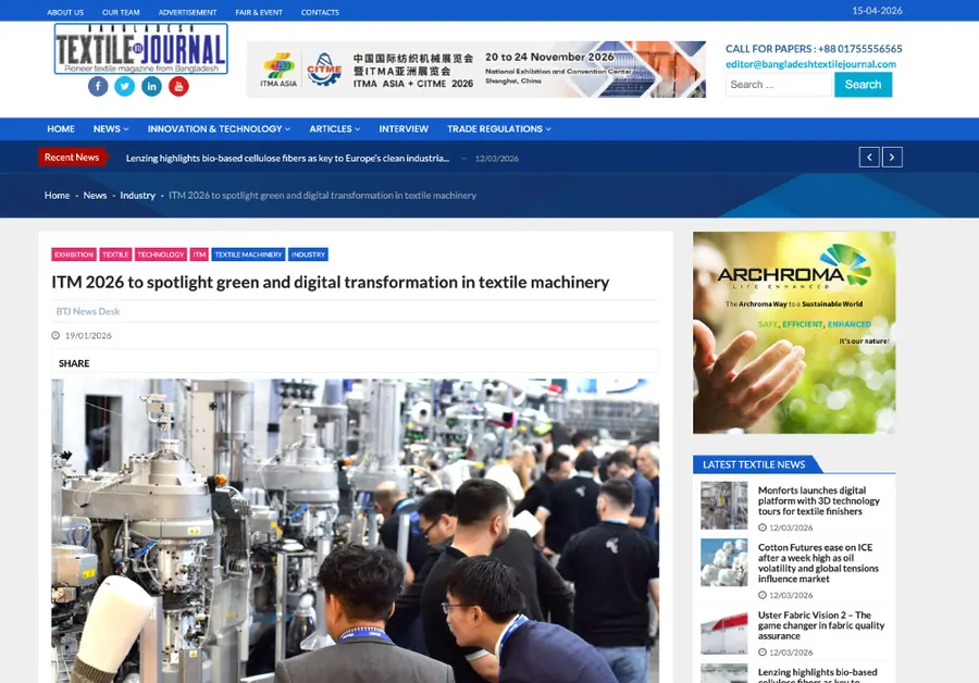 Green and digital transformation in the spotlight at ITM 2026 – article screenshot